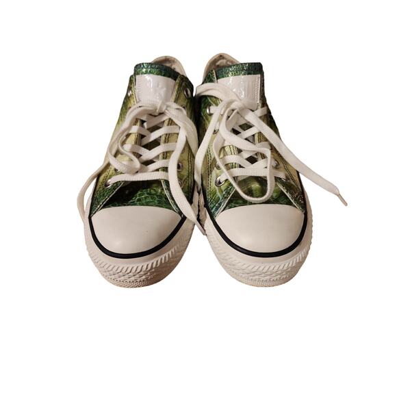 Converse‎ All Star Green Crocodile Embossed Leather Sneakers Size M5.5/W7.5 - Picture 2 of 7